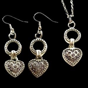 Mother’s Day Lavender Crystals Hearts Necklace & Earrings